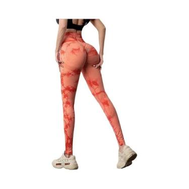 Imagem de Calças De Yoga Femininas De Cintura Alta Sem Costura Com Estampa Tie-d