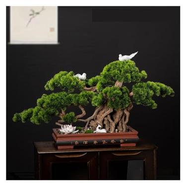 Imagem de Árvore artificial estilo chinês simulado enfeites de pinheiro acolhedor varanda sala de estar planta simulada bonsai beleza pinheiro planta falsa paisagismo árvore falsa (C)