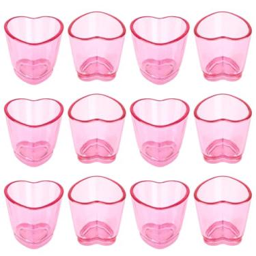 Imagem de TUZAZO Conjunto de 12 copos de shot rosa, mini copos de dose de coração de 42,5 g com base pesada para uísque, tequila, vodca, bebidas alcoólicas, bebidas alcoólicas