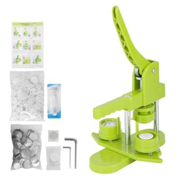 Imagem de Maxmartt Máquina De Fazer Botões, 200 Conjuntos Pinos, Instalação Gratuita, Prensa, Furador, Com 100 Peças, Peças Filme Transparente, 32 Mm, Verde