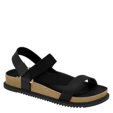 Imagem de Sandália Feminina Flatform Brilho Velcro Beira Rio 8523.109 - Preto Napa - 37-Feminino