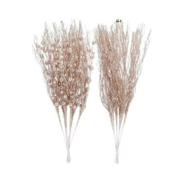 Imagem de Galhos Artificiais Com Glitter E Frutas Para Decoração De Árvore De Na