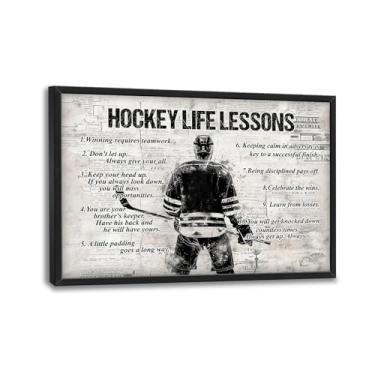 Imagem de Arte de parede de hóquei para sala de estar, tamanho grande, aulas de vida de hóquei, decoração de parede, casa de fazenda, inspiradora, esportes, impressões em tela, quadros gigantes, pintura