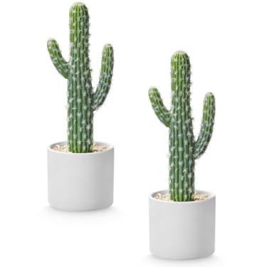 Imagem de ASTRIDIA Cacto artificial pequena suculenta falsa planta de cerâmica para casa, escritório, cozinha, sala de estar, mesa, prateleira e interior Dec-25P0469-2