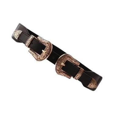 Imagem de Cinto Feminino Preto Com Fivela Dupla Versátil E Personalizado De Alta