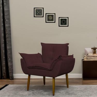 Imagem de Poltrona Decorativa Para Sala E Quarto Opala Suede Herrero Cor:marsala