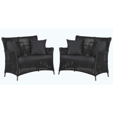 Imagem de 2 Sofás área Externa Igapó Alumínio Marrom Corda Náutica E11 Preto