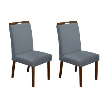 Imagem de Kit 2 Cadeiras De Jantar Madeira Maciça Mel Premium Heloísa Veludo Cinza - Cor: Cinza