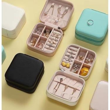 Imagem de Porta Joia De Bolsa Para Viagem Portátil caixa de armazenamento bolsa anel colar Bom Presente(2 Peças-Aleatório)