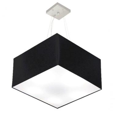 Imagem de Lustre Pendente Quadrado Vivare Md-4199 Cúpula Em Tecido 30/60x60cm - Bivolt Preto 127/220v