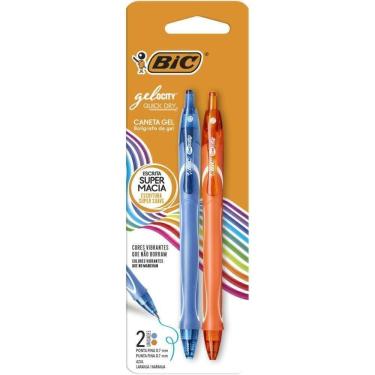 Imagem de Caneta Gel Bic Quick Dry Azul Claro e Laranja - Bic