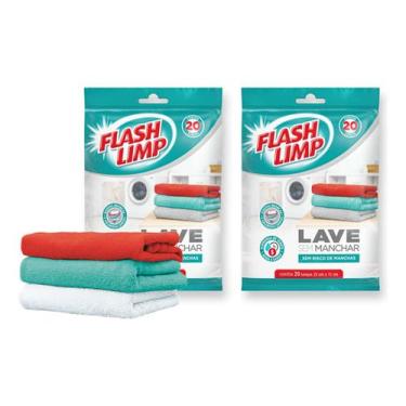Imagem de 40 Lenço Antimancha Lave Roupa Colorida Sem Manchar Flash Limp
