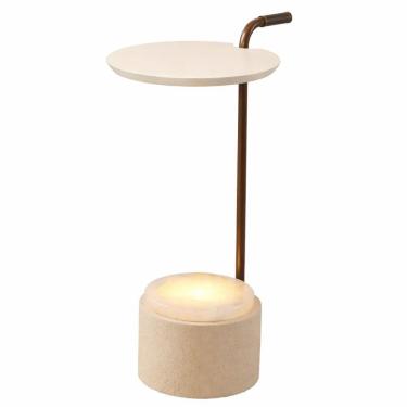 Imagem de Mesa Lateral Lunar Base Off White Com Iluminação