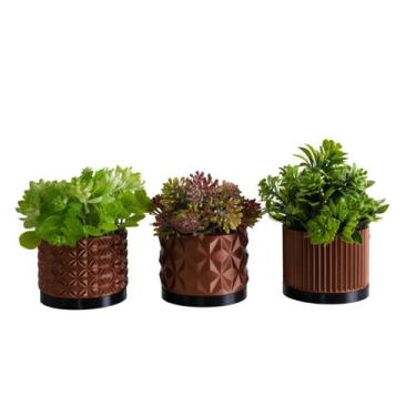 Imagem de Trio Cachepot P - Realce - Galanta, Cobre/Preto