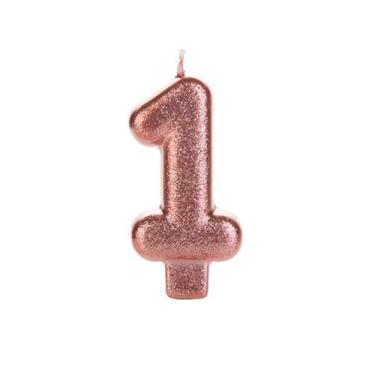 Imagem de Vela de Aniversário Glitter Bronze Número 1 Silver Plastic