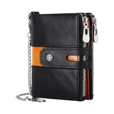 Imagem de Carteira Masculina De Couro Genuíno Com Proteção RFID E Corrente HUMER