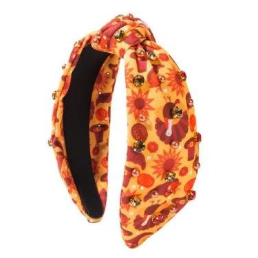 Imagem de Bandana com strass estampado no Dia de Ação de Graças para mulheres - 