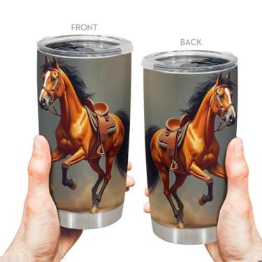 Imagem de Caneca de viagem Oasisdream Tumbler 600 ml com estampa de cavalo