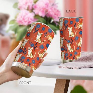 Imagem de Caneca de viagem Oasisdream Tumbler de aço inoxidável 600mL com tampa