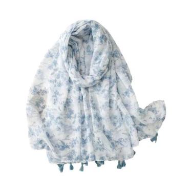 Imagem de Cachecol Aztec Paisley Floral Com Franjas, Viscose, Pashmina, Hijab 18