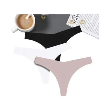 Imagem de Calcinhas Femininas De Seda Gelada Sem Costura, Kit Com 3 Peças, Cintu