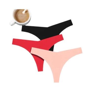 Imagem de Calcinhas Femininas De Seda Gelada Sem Costura, Kit Com 3 Peças, Cintu