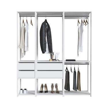 Imagem de Kit Guarda Roupa Closet 03 Peças 183x160cm Branco Proddy