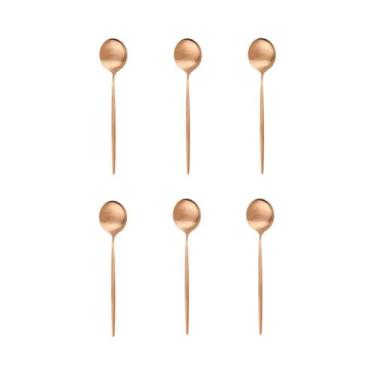 Imagem de Conjunto De 6 Colheres Mini Para Chá E Café Em Aço Inoxidável Preto E 