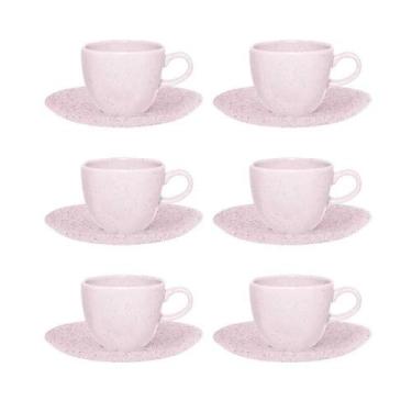 Imagem de Conjunto 6 Xícaras Chá 220ml Com Pires Ryo Pink Sand Oxford