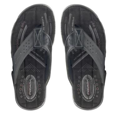 Imagem de Chinelo de Dedo Masculino em Couro Dia a Dia Conforto Pegada