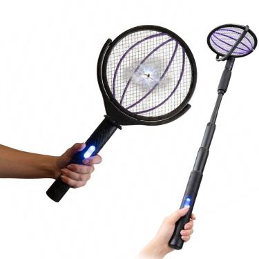 Imagem de Raquete Eletrica Mata Mosquito Luz UV Pernilongo Mosca Inseto Repelente Bastao Recarregavel Parede Mesa Casa Sala Quarto