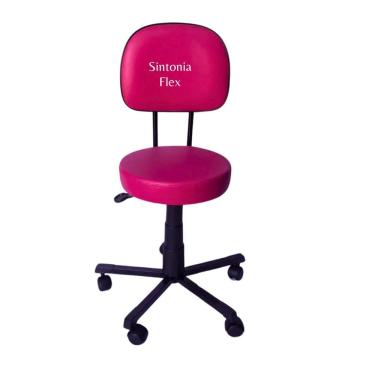 Imagem de Cadeira mocho secretaria com L duplo tatu base de aço  com rodízio  corano pink