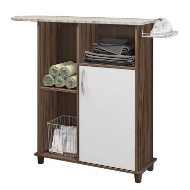 Imagem de Tábua de Passar Pluméria MDP com Suporte para Ferro Fixado Amadeirado Branco Trend