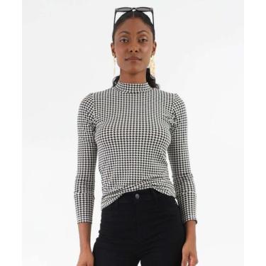 Imagem de Blusa Feminina Pied Poule Manga Longa Marisa Preto-20028, Preto, G