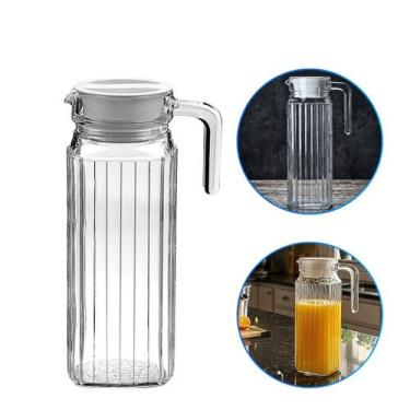 Imagem de Jarra 1 Litro Com tampa Para Água Suco Vidro Grosso Com Alça - Wellmix