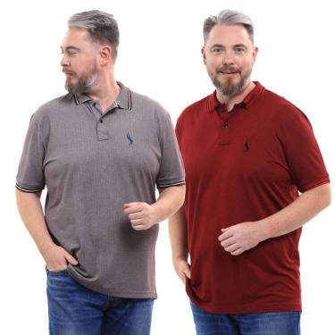 Imagem de Kit 2 Camisa Polo Masculina Plus Size Piquet Viscose Dry