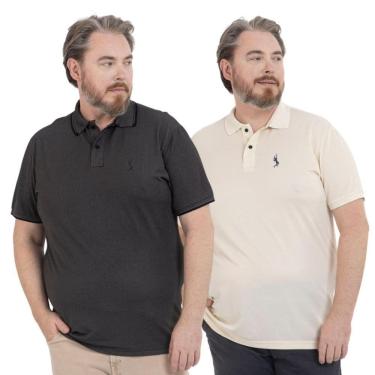 Imagem de Kit 2 Camisa Polo Masculina Plus Size Piquet Viscose Dry