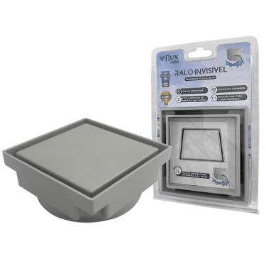 Imagem de Ralo Oculto Duplo Cinza 10cm x 10cm da Flvx Hidro com Tampa e Base Plá