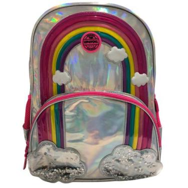 Imagem de Mochila Reflexiva Cinza Da Luxcel Up4you Desenho De Arco-íris