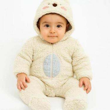 Imagem de Macacão Inverno Bebê Pelo de Carneirinho - kiko, Branco, RN