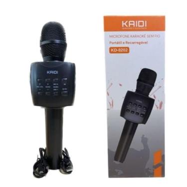 Imagem de Microfone karaokê sem fio portátil e recarregável - kaidi, Branco, 200
