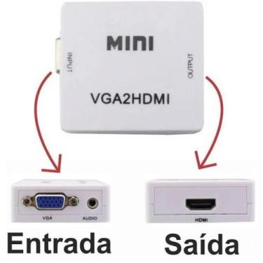 Imagem de Adaptador Conversor VGA para HDMI 1080p com Áudio e Vídeo para TV e Pr
