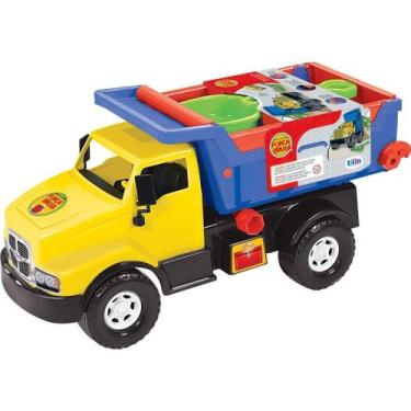 Imagem de Caminhão Tilin Super Caçamba Força Bruta - 51 cm - Amarelo e Azul - Ti
