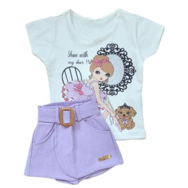 Imagem de Conjunto infantil  menina short-saia  roupa criança - br loja, Lilás, 