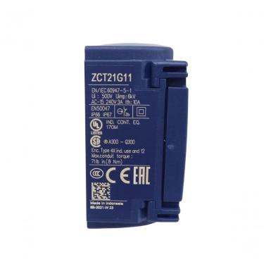 Imagem de Chave Fim de Curso Schneider Electric XCKT2110G11 Interruptor NA+NF Pistão em Aço Bivolt