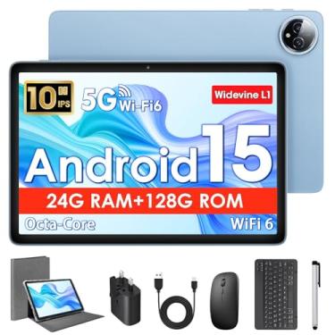 Imagem de Tablet Android 15 de 10 polegadas, tablets de 10 polegadas com teclado, 24 GB + 128 GB, expansão de 1 TB, Octa-Core, WiFi 2,4 G/5G, 8000 mAh, BT5.4, GPS, Widevine L1, tela sensível ao toque IPS, 2 em