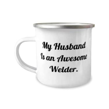 Imagem de Presentes extravagantes para marido, My Husband Is an Awesome Welder, Caneca perfeita para acampamento de 355 ml para marido da esposa