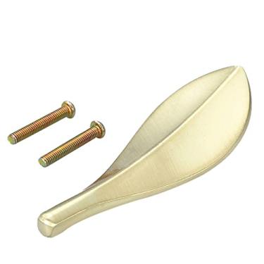 Imagem de Forma folha puxar punho Zing liga botão 75 / 90mm vintage antigo ouro europeu estilo mobiliário gaveta armário w/parafuso YYDFPIIA (Color : 90mm)