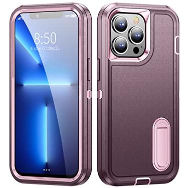 Imagem de Capa de defesa à prova de choque de armadura pesada para iphone 13 pro max 12 pro 11 pro max suporte de metal proteção de grau militar capa traseira, fúcsia, rosa, para iphone 11pro max