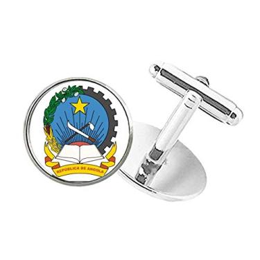 Imagem de DIYthinker Abotoaduras com clipe de botão redondo e emblema nacional Luanda Angola